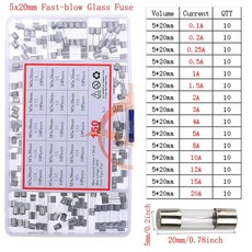 천천히 빠른 블로우 유리 세라믹 퓨즈 리드 와이어 믹스 키트 포함 5x20 5x25 6x30 3.6x10mm, 07 5x20mm 0.1A-20A