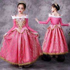 達通-女童睡美人公主裙愛洛公主造型服裝，兒童長袖艾洛公主裙婚禮花童禮服聖誕節禮物，女孩萬聖節造型服飾網紗長裙小洋裝