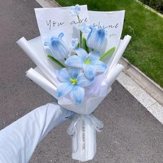 꽃다발 취미 모루꽃다발키트 원데이클래스 모루키트 재료, 블루튤립데이지작은, 1개