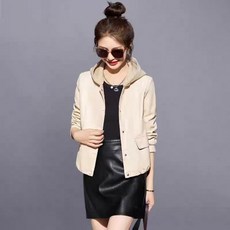 ZENCY 젠시 일라 후드 레더 캐주얼 자켓