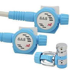 島嶼潛水 SAS 調節器備用二級頭(三件式) 潛水備用安全裝備, 1個, 粉藍色