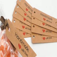 살림이 하트 종이라벨 택 의류라벨, 브라운