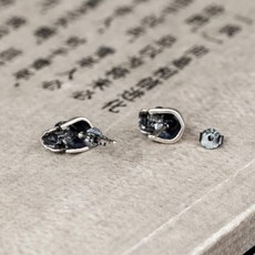 MKENDN 100 925 스털링 실버 크리 에이 티브 레트로 해골 스터드 귀걸이 유행 스타일 핀 남성 파인 쥬얼리, 02 one piece