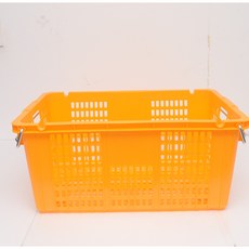 무빙팩 플라스틱 이사짐바구니 이사바구니 농수산물 운반상자 과일상자 철고리 있는 상자, 노랑, 1개