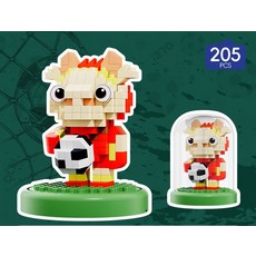 월드컵 축구 트로피 축구 스타 블록 모델 조립 장식 수집용, 축구 소년 205피스 [방진 커버 포함]