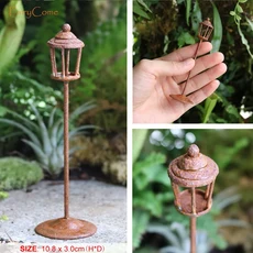 소형 금속 요정 정원 액세서리 녹슨 장식품 빈티지 장식 미니 아치 게이트 새장 새 집 울타리 램프 219351, 53