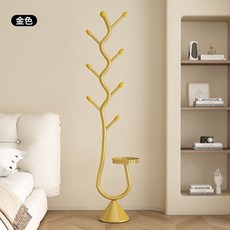 落地式衣帽架 多層置物大容量 玄關掛包架 輕奢奶油風, 輕奢金（單托盤-錐形底座）