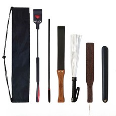 말채찍 승마채찍 경마 훈련 연습용 라이딩 고급 가죽 승마 조교채, 6종 세트 보관 가방 포함