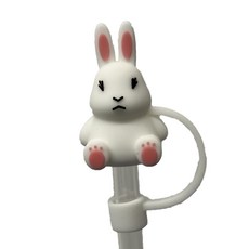 귀여운 캐릭터 텀블러 실리콘 빨대 마개 커버 50종 모음 뚜껑 꽃 동물 러브 7mm, 1개, 토깽이