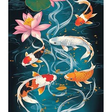 뉴타임즈 보석 크로스 스티치 30X40cm 캔버스 액자 포함 현대적 풍격 DIY 수공예 애호가 가정 장식품 특별한 선물, 1개, 비단잉어 00673