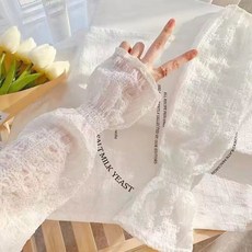 데일리공감 시어서커 쉬폰 팔토시 여성팔토시 1쌍, 화이트, 2개