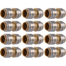 샤크바이트 맥스 34인치 커플링 푸시 투 커넥트 황동 배관 피팅 PEX 파이프 구리 CPVC PERT HDPE UR016A, 3/4 in./ 12 Pack