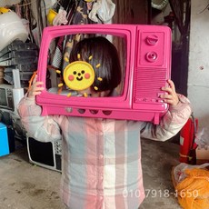 레트로 모니터 티비 복고풍 14인치 핑크 포토소품 사진프레임 디스플레이 카메라 인테리어TV, 12 인치 로즈 핑크