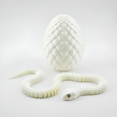 빌리네집 3D 공룡알 장난감 뱀장난감 뱀피규어 세트 관절형, 05뱀_화이트 + 8.5cm알