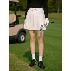 맥케이슨 여성 가죽 배색 플리츠 큐롯 화이트 MDW3PC602WHI