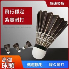 羽毛球 鵝毛 耐打 防風 比賽訓練 室外練習 羽球 套裝, 1只裝, 鵝毛-經濟款【1只裝黑羽】