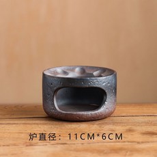 手工陶製香薰爐 蠟燭加熱溫茶 復古茶席 居家療癒小物, 1個, 粗陶小圓爐（不帶蠟燭託）,蠟燭乾燒不裂