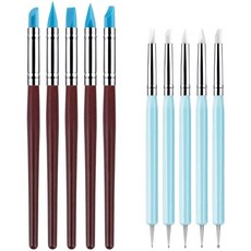 실리콘 폴리머 클레이 조각 도구 펜 고무 팁 색상 쉐이핑 와이프 아웃 브러시 모델링 도트 도자기 공예 10개 2863405, 실리콘 폴리머 클레이 조각 도구 펜 고무 팁 색상 쉐이