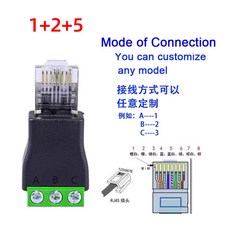 益德勝 RJ45轉3pin端子轉接頭 RS485訊號轉換器, 1個, 【一體端子/3pin】【 1+2+5】