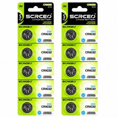 SCRCEO CR1632리튬 코인전지 3V 버튼셀 배터리, 2개, 5개입