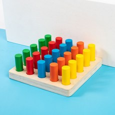 DIU 感統專注力訓練插棍玩具兒童桌遊啓蒙氏早教幼兒園小班益智區材料, 1個, 25根插棍教具【13*13CM】:如圖