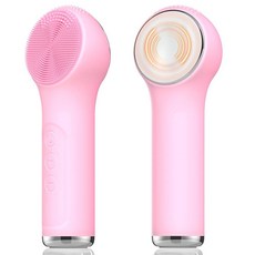 실리콘 페이셜 클렌징 브러시 열과 진동이 있는 휴대용 전기 페이스 스크러버 3가지 모드 조절 가능 방수 IPX6 USB C 충전식 딥 각질 제거 마사지 221582, Pink
