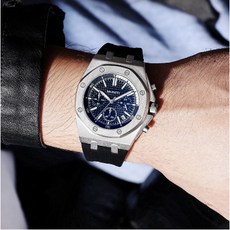 【時禮】同款AP皇家橡樹手錶 男氚氣石英錶 潮流運動男士手錶 全自動進口機芯非機械錶 多功能六針三眼手錶 男錶 男手錶