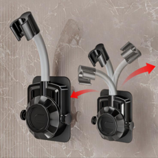 360도 회전 무타공 벽걸이 샤워기 헤드 홀더 조절식 거치대, 블랙