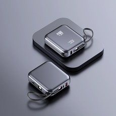 GoaTa 대용량 보조배터리 고속충전 20000mAh PD 66W 초고속 충전 초경량 디지털 디스플레이 내장 케이블, 블랙 블랙