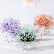 Kigofora 90피스 수채화 꽃 스크랩북 스티커 세트 저널링 플래너 카드 제작 DIY 공예 및 스크랩북용 얼룩 효과가 있는 투명 PET 빈티지 데칼, KigOF 오브ora 90피스 수채화 꽃 스크랩북 스티