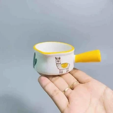 커피와 우유 조미료 접시 독창적이고 귀여운 세라믹 우유 컵 조미료 손잡이가 달린 미니 우유 포트 50ml, 01 50ml, 02 노란색