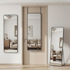 안토크 전신거울 3in1 벽거울 문걸이거울 35*120cm, 블랙-둥근