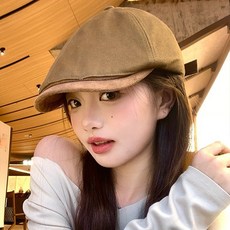 美式復古 韓系復古拼色皮檐貝雷帽子女款美式時尚鴨舌帽休閒百搭純棉前進帽