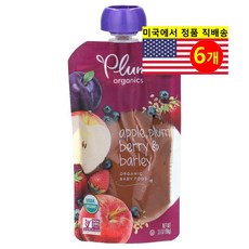 Plum Organics 6개월 이상 유아용 오가닉 과일 채소 곡물 퓨레 이유식 113g 6개, 6개