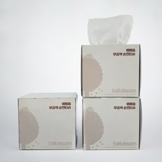 베베솜 무표백 순면 이유식 손입 콧물티슈, 100매, 3개