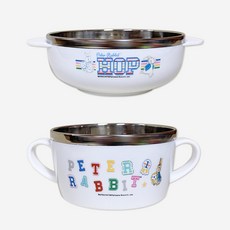 피터래빗 캐릭터 유아 안전 식기 2종 그릇 양수볼 국그릇 세트 3609, 화이트, 1개