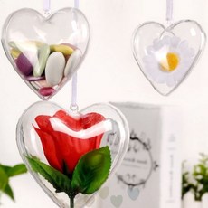 하트 모양 투명 플라스틱 아크릴 속이 보이는 공 캡슐 장식 소품 인테리어 꾸미기, 1개, 투명하트공-8cm