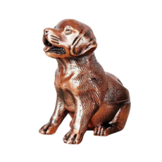龍龜造型復古菸灰缸，精緻雕刻合金材質桌面擺飾，增添生活品味, 小狗-紅古銅, 1個
