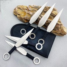 忍者飛鏢苦無組 六角不鏽鋼 練習飛針 安全投擲鏢, 1個, 白色敢死隊-6隻（送收納套）