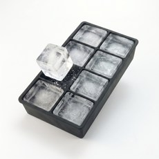 혼술반려 8구 실리콘 사각 왕얼음틀 하이볼 온더락 얼음트레이, 1개, 블랙