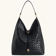 JW PEI 가죽 여성용 대용량 통근 핸드백 세련된 크로스바디 겨드랑이 버킷백 업무용 니치 워터 버킷 토트, 07 Braided Black