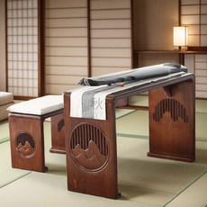 古琴桌凳組 實木古箏桌 仿古琴桌 抄經桌 禪意書法桌 國學桌椅 多功能收納 居家修心, 山水款（梧桐木）,單個琴凳【無贈品】, 1個