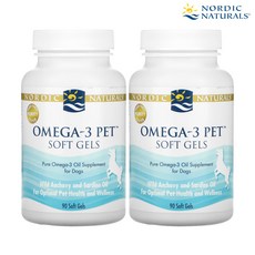 노르딕 내추럴스 오메가3 펫 포 도그 330 mg EPA DHA 90소프트젤 2개 강아지, 기본