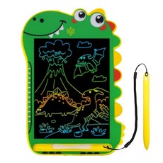 어나더토이 공룡 LCD 컬러 유아 드로잉 패드 8.5인치 전자칠판 끈드로잉패드 낙서장 펜 분실방지 줄 포함, 그린, 1개
