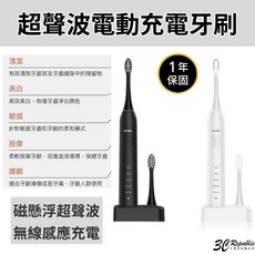 POLYWELL 寶利威爾 超聲波電動牙刷，41000VPM高頻震動，無線充電，防水機身，附軟硬刷頭, 經典黑,超聲波電動充電牙刷, 1個, 超聲波電動充電牙刷