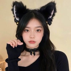 미미파티 코스프레 고양이 귀 머리띠, 1개, 블랙
