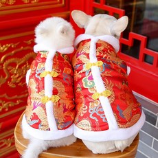廠家髮貨 新年寵物禮服 狗狗貓咪新年衣服 小中大型犬法鬥秋冬保暖貓狗服飾, (帽子)綠色大花,L(胸圍47CM 約8-11斤寵物), 1個