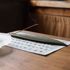 11833413 법당향 향 사찰향 제사향 절향 홀더 세라믹 대나무잎 모양 캐처 그린, 11833413 법당향 향 사찰향 제사향 절향 홀더 세