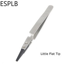 ESPLB 실버-블랙 역방향 핀셋 스테인레스 스틸 핸들 플라스틱 팁 최신 플랫/스트레이트/곡선, 03 Little Flat Tip
