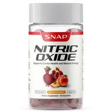SnapSupplements Nitric Oxide Peach Flavor 軟糖, 1個, 60錠